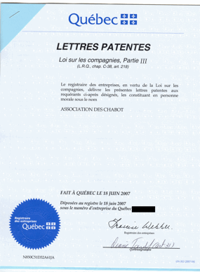 Lettres patentes | Association des Chabot
