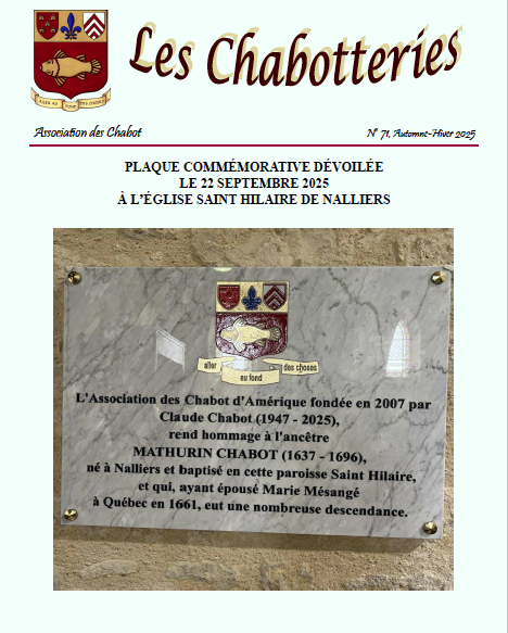 Les Chabotteries - Numéro 58 - Couverture Français | Association des Chabot